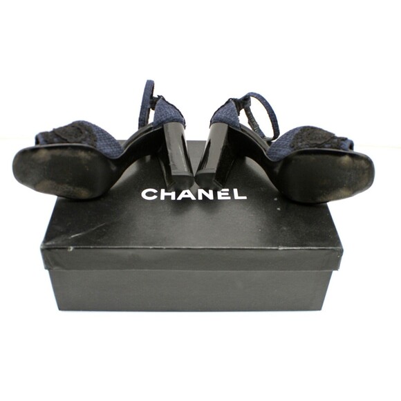Chanel Black and Blue Sequin Edge Sandals size 36 - Picture 2 of 9